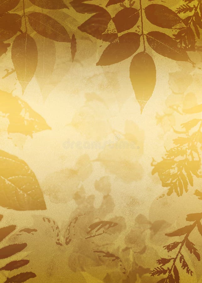 Het gouden Silhouet van Bladeren Grunge stock illustratie Het gouden Silhouet van Bladeren Grunge stock illustratie