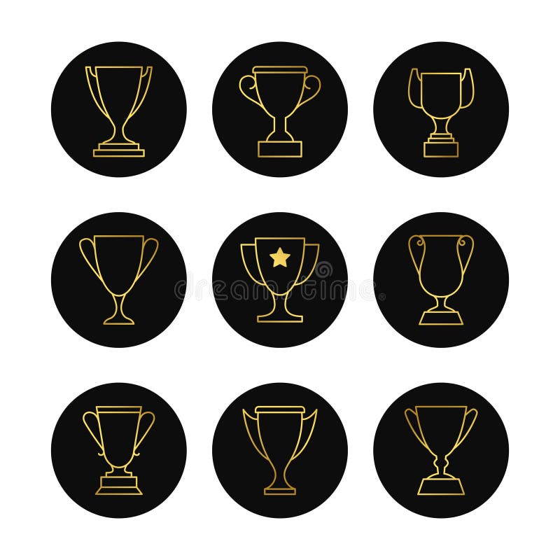 Het gouden vectorpictogram van lijndrinkbekers van reeks stock illustratie Het gouden vectorpictogram van lijndrinkbekers van reeks stock illustratie