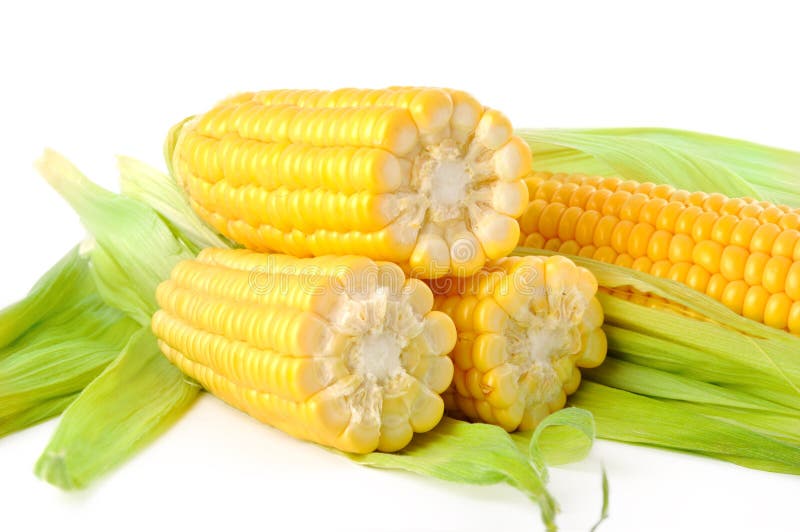 De mais op een witte achtergrond stock afbeeldingen