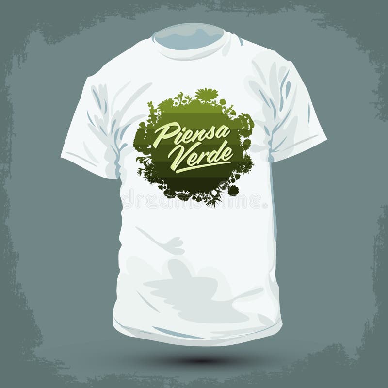 Het grafische T-shirtontwerp - Piensa Verde - denkt Groene Spaanse teksten vector illustratie Het grafische T-shirtontwerp - Piensa Verde - denkt Groene Spaanse teksten vector illustratie