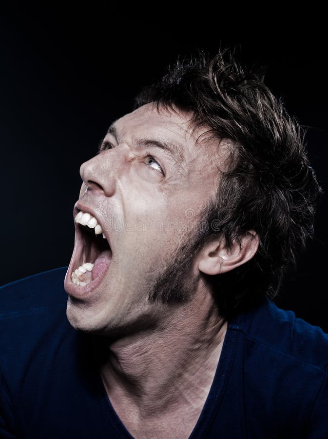Het grappige gillen van het Portret van de Mens royalty-vrije stock fotografie Het grappige gillen van het Portret van de Mens royalty-vrije stock fotografie