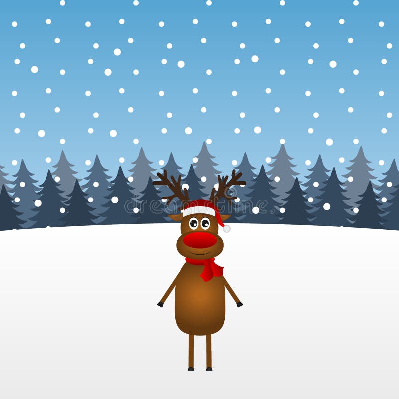 Het grappige rendier van beeldverhaalkerstmis in het bos vector illustratie Het grappige rendier van beeldverhaalkerstmis in het bos vector illustratie