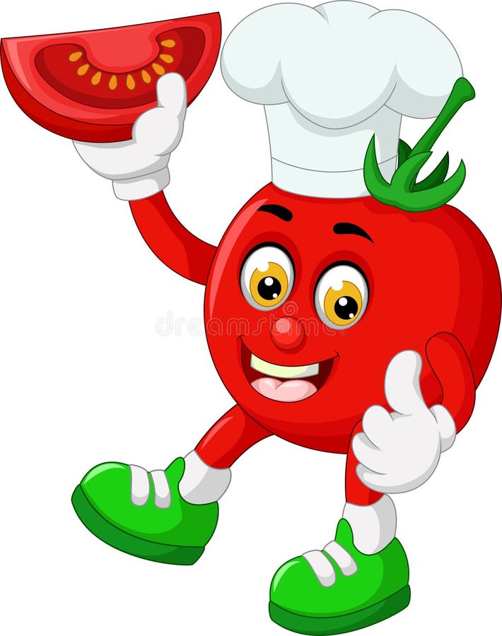 Het grappige Rode Beeldverhaal van White Hat van de Tomatenslijtage vector illustratie Het grappige Rode Beeldverhaal van White Hat van de Tomatenslijtage vector illustratie