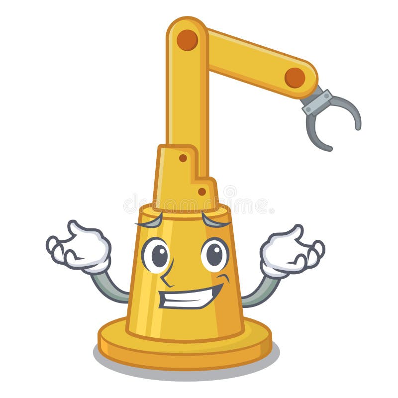 Het grijnzen de machine van de assemblageautomatisering de beeldverhaalvorm vector illustratie Het grijnzen de machine van de assemblageautomatisering de beeldverhaalvorm vector illustratie