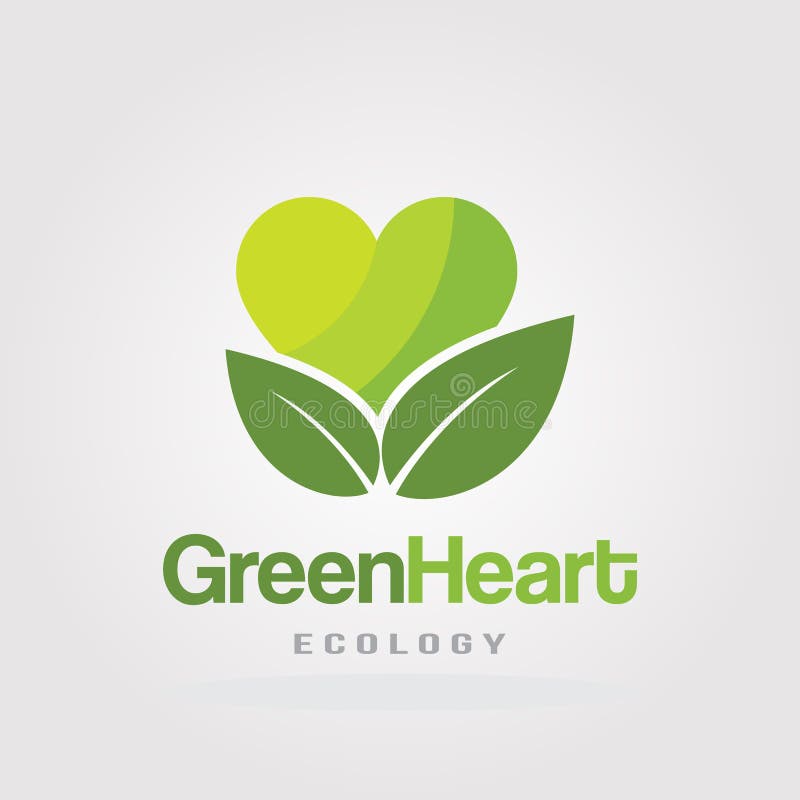 Het groene malplaatje van het Hartembleem Hart en Bladerenpictogram voor Ecologie Groen Milieu vector illustratie Het groene malplaatje van het Hartembleem Hart en Bladerenpictogram voor Ecologie Groen Milieu vector illustratie