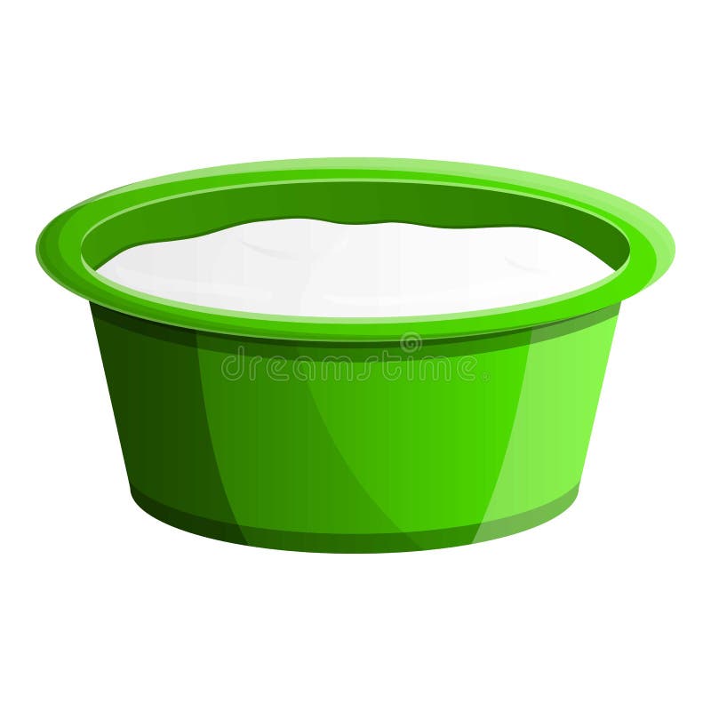 Het groene vlakke pictogram van het yoghurtpakket, beeldverhaalstijl royalty-vrije illustratie Het groene vlakke pictogram van het yoghurtpakket, beeldverhaalstijl royalty-vrije illustratie