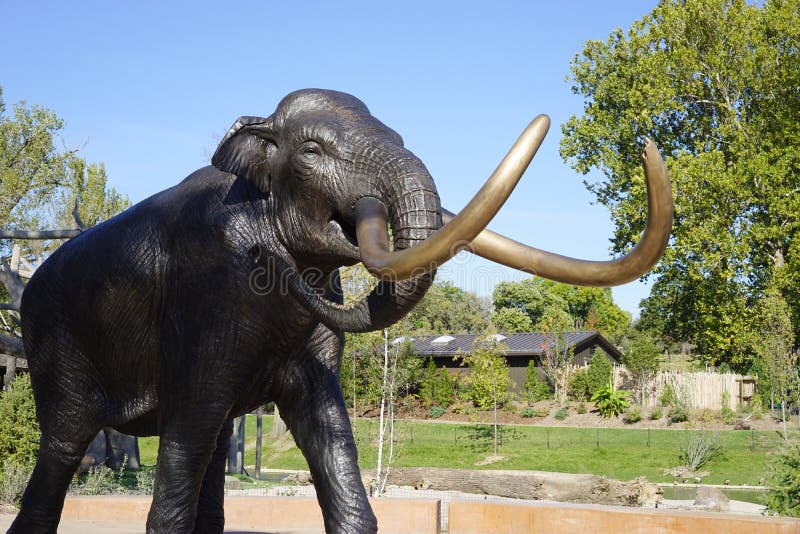 Het grote beeldhouwwerk van de bronsolifant