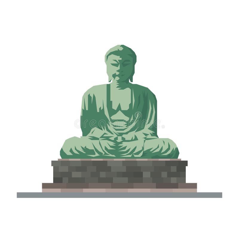 Het grote standbeeld van Boedha van Kamakura, Japan, vlak ontwerp vectorpictogram royalty-vrije illustratie Het grote standbeeld van Boedha van Kamakura, Japan, vlak ontwerp vectorpictogram royalty-vrije illustratie