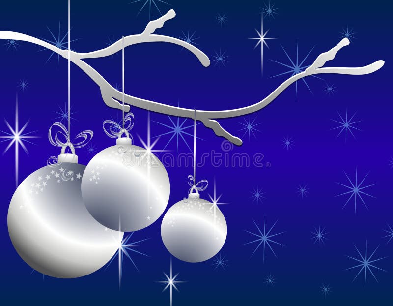 Het hangen siert Zilveren Kerstmis Kaart vector illustratie Het hangen siert Zilveren Kerstmis Kaart vector illustratie