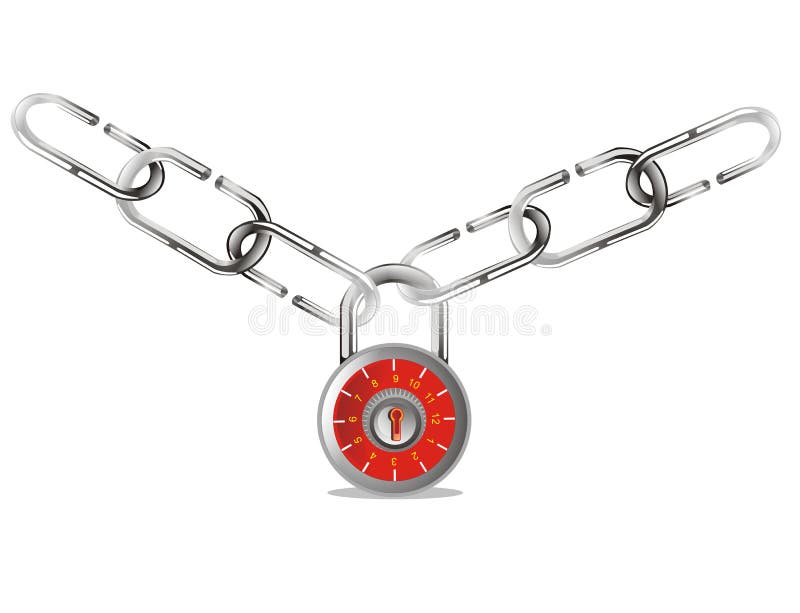 Het hangslot van de veiligheid met ketting stock illustratie Het hangslot van de veiligheid met ketting stock illustratie