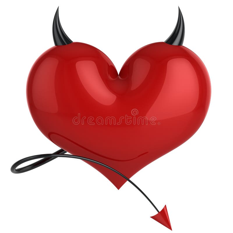 Het hart van de duivel. Doorslaggevend liefdeconcept (Huren) vector illustratie Het hart van de duivel. Doorslaggevend liefdeconcept (Huren) vector illustratie