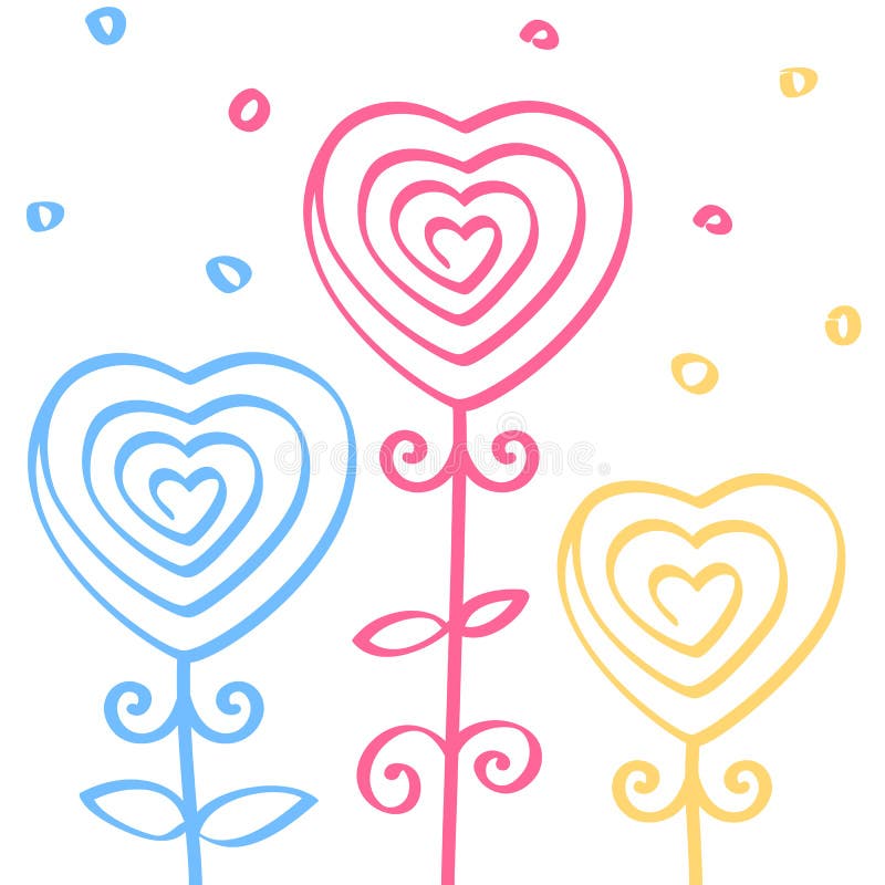 Het hart vormde bloemen, hand getrokken krabbelornament, lijn naadloos patroon, vectorillustratie vector illustratie Het hart vormde bloemen, hand getrokken krabbelornament, lijn naadloos patroon, vectorillustratie vector illustratie