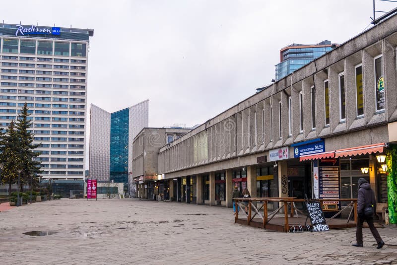 Het hedendaagse landschap in het centrum van Vilnius royalty-vrije stock foto's Het hedendaagse landschap in het centrum van Vilnius royalty-vrije stock foto's