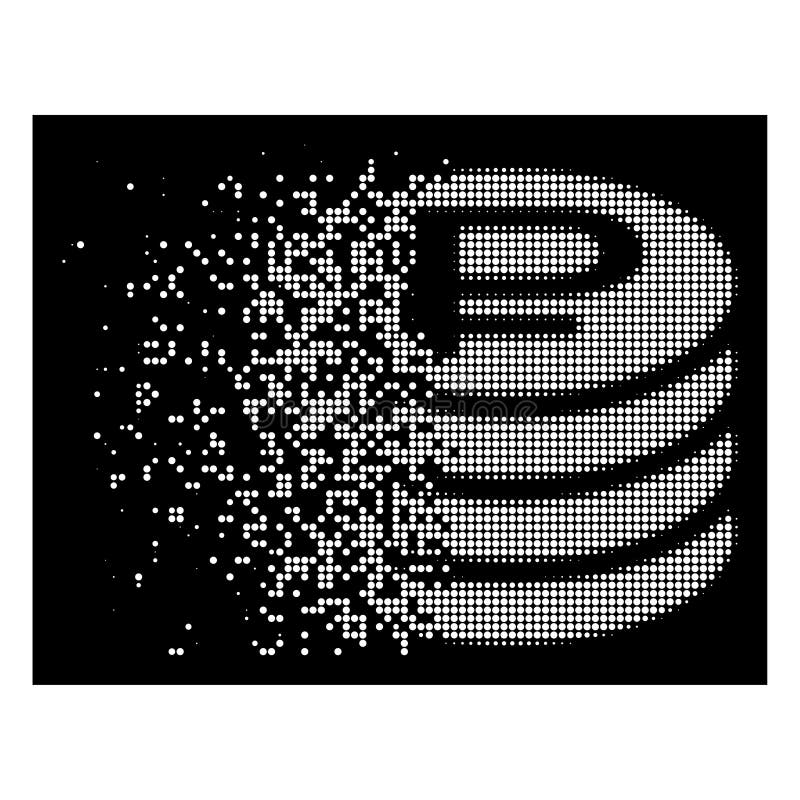 Het heldere Destructed-Pictogram van de de Muntstukkenstapel van de Pixel Halftone Roebel royalty-vrije illustratie