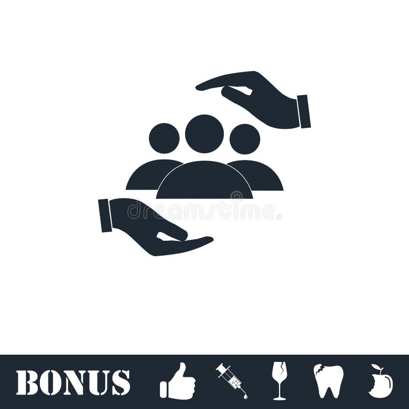 Het helpen van de vlakte van het handenpictogram royalty-vrije illustratie Het helpen van de vlakte van het handenpictogram royalty-vrije illustratie