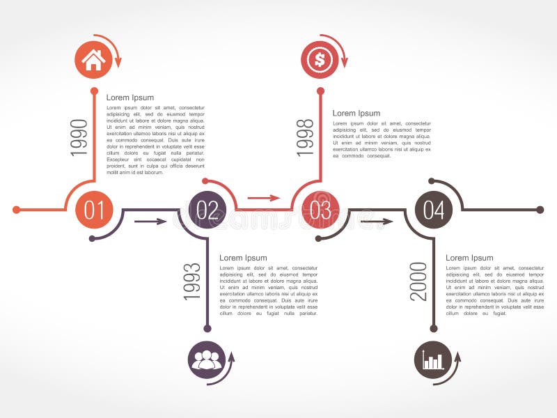 Het horizontale Malplaatje van het Chronologieontwerp stock illustratie Het horizontale Malplaatje van het Chronologieontwerp stock illustratie