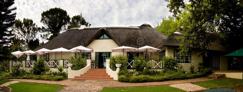 View from the garden of an country hotel and restaurant. View from the garden of an country hotel and restaurant