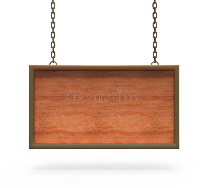 Het houten hangen van de Raad van het Teken op de kettingen. stock illustratie Het houten hangen van de Raad van het Teken op de kettingen. stock illustratie