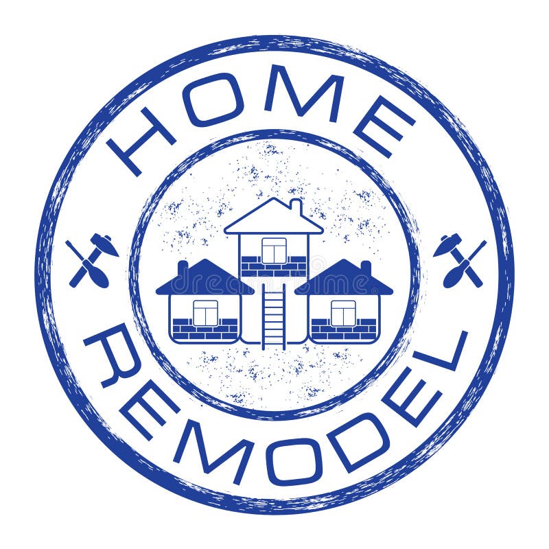 Het huis remodelleert zegel Het bedrijfembleem van de huisreparatie op grungeachtergrond royalty-vrije illustratie Het huis remodelleert zegel Het bedrijfembleem van de huisreparatie op grungeachtergrond royalty-vrije illustratie