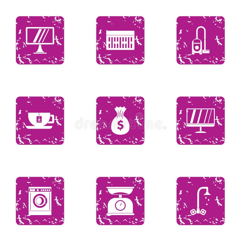 Het huisverbetering geplaatste pictogrammen, grunge stijl stock illustratie Het huisverbetering geplaatste pictogrammen, grunge stijl stock illustratie