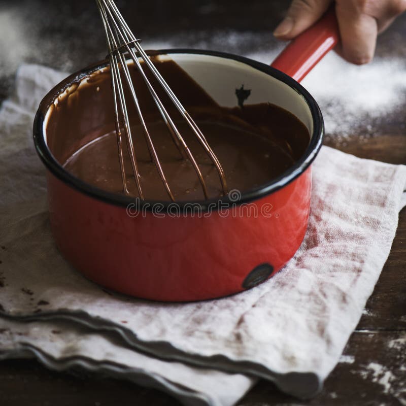 Het idee van het de fotografierecept van het chocolade ganache voedsel stock foto Het idee van het de fotografierecept van het chocolade ganache voedsel stock foto