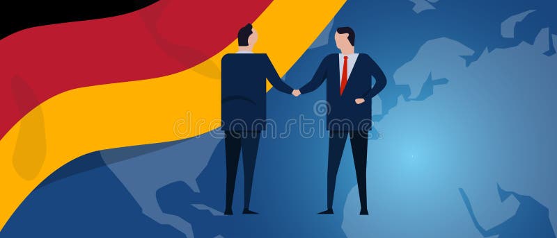Het internationale vennootschap van Duitsland Diplomatieonderhandeling De handdruk van de zakelijke relatieovereenkomst De vlag v stock illustratie Het internationale vennootschap van Duitsland Diplomatieonderhandeling De handdruk van de zakelijke relatieovereenkomst De vlag v stock illustratie