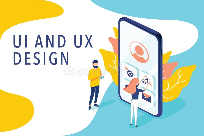 Het isometrische vlakke vectorconcept UI en UX ontwerpen proces, mobiele app ontwikkeling, GUI-ontwerp Mensen die interface teste royalty-vrije illustratie Het isometrische vlakke vectorconcept UI en UX ontwerpen proces, mobiele app ontwikkeling, GUI-ontwerp Mensen die interface teste royalty-vrije illustratie