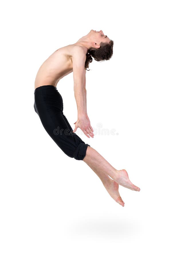 Het jonge en modieuze moderne balletdanser springen stock afbeelding Het jonge en modieuze moderne balletdanser springen stock afbeelding