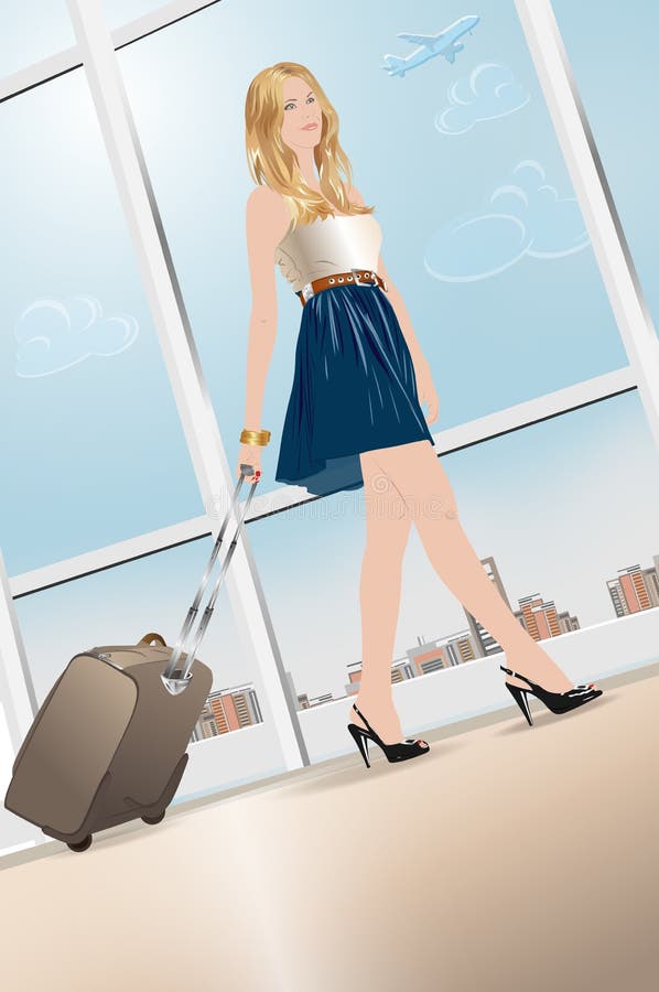 Het jonge Lopen van de Vrouw stock illustratie Het jonge Lopen van de Vrouw stock illustratie