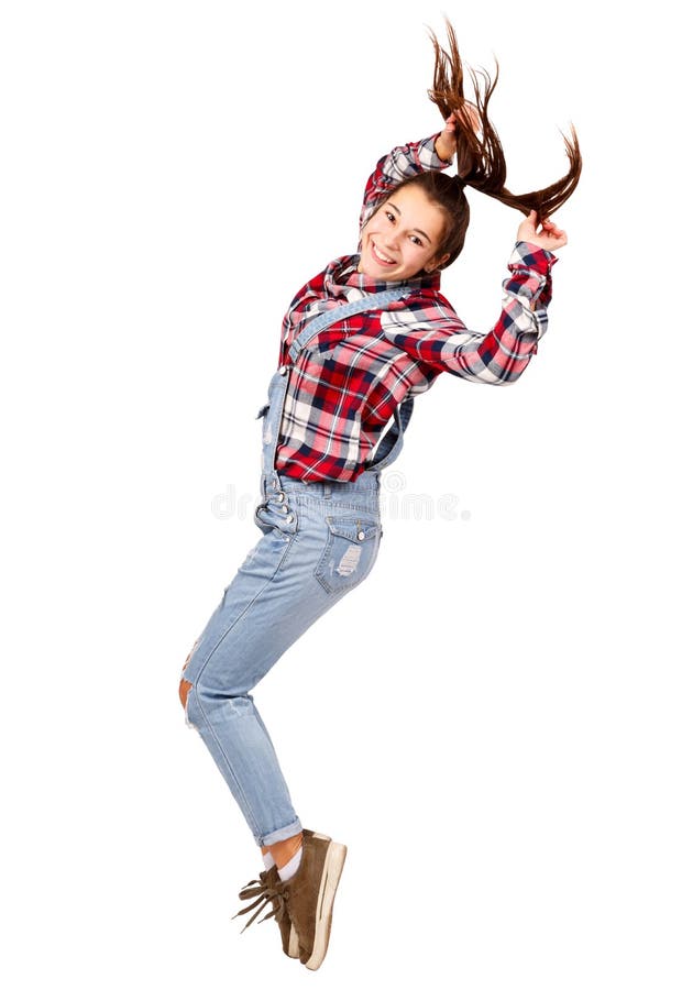 Het jonge meisje, van gemiddelde lengte, in profiel bevindt zich op tenen, dansen, geïsoleerd op witte achtergrond stock foto's Het jonge meisje, van gemiddelde lengte, in profiel bevindt zich op tenen, dansen, geïsoleerd op witte achtergrond stock foto's