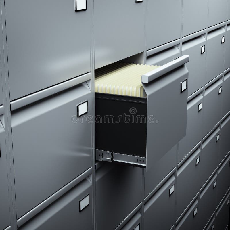 Het kabinet van het dossier met documenten royalty-vrije illustratie Het kabinet van het dossier met documenten royalty-vrije illustratie