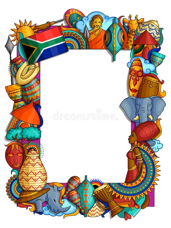 Het kader van de krabbelstijl van kleurrijke Afrikaanse cultuur