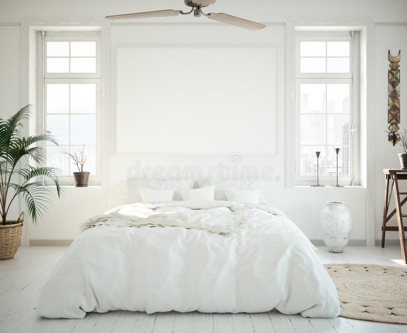 Het kader van de modelaffiche in slaapkamer, Skandinavische stijl