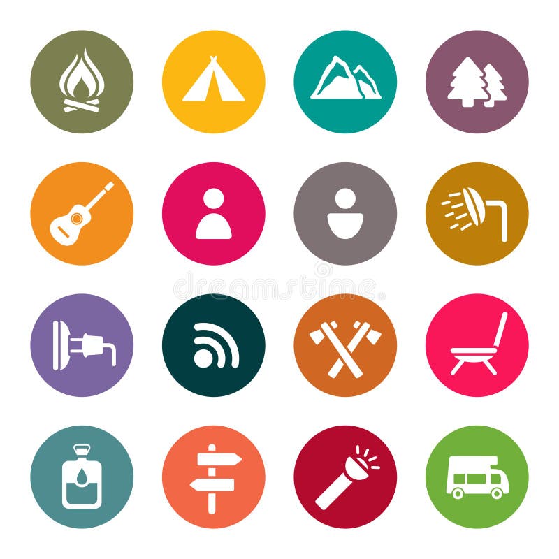 Camping and outdoors icons set. Camping and outdoors icons set.