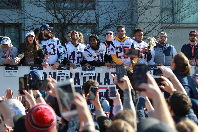 Het Kampioenschapsparade van New England Patriots 53ste Super Bowl in Boston op Februari 5, 2019