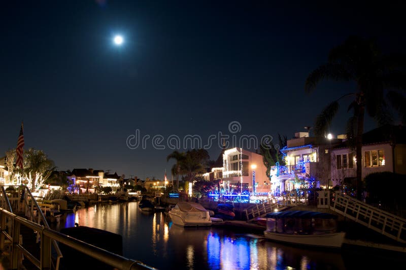 Het kanaal van Napels Californië tijdens Kerstmis royalty-vrije stock afbeelding Het kanaal van Napels Californië tijdens Kerstmis royalty-vrije stock afbeelding