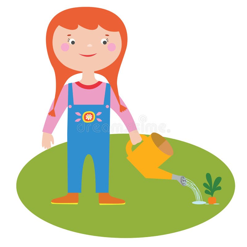 Het karakter van de meisjestuinman vector illustratie Het karakter van de meisjestuinman vector illustratie