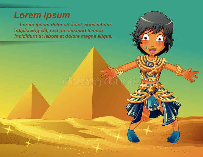 Het karakter van Egyptenaren op Piramidesachtergrond royalty-vrije illustratie Het karakter van Egyptenaren op Piramidesachtergrond royalty-vrije illustratie