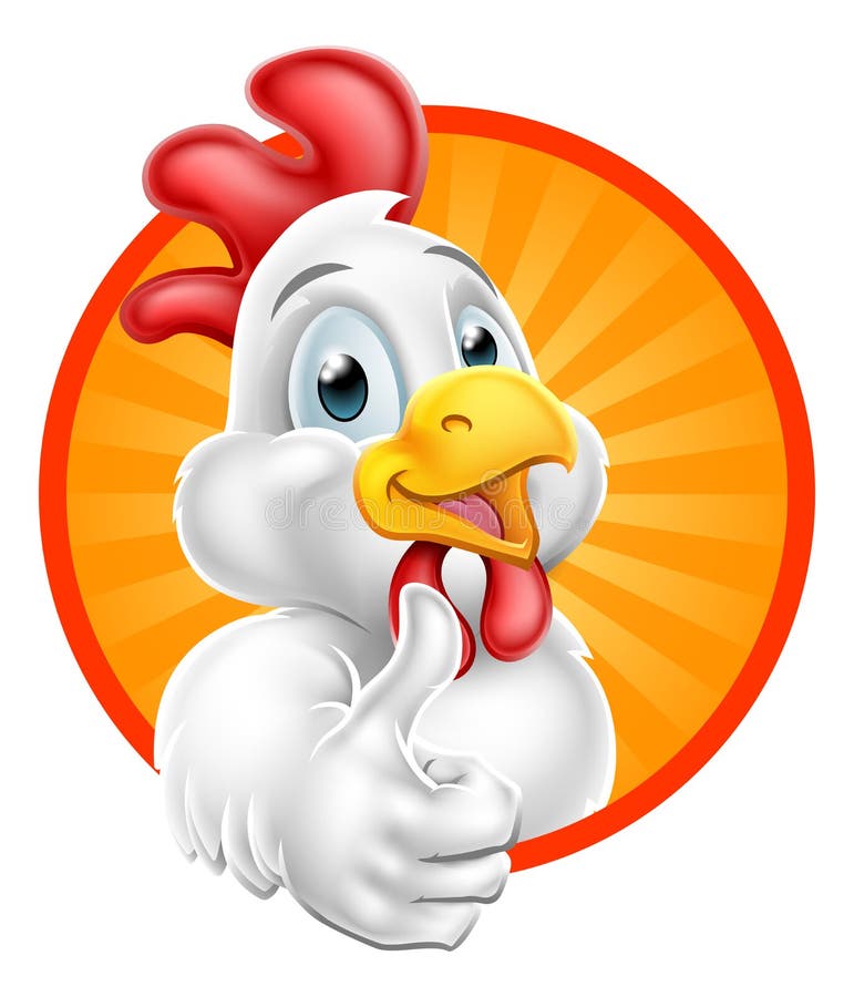 Het Karakter van het kippenbeeldverhaal het Geven beduimelt omhoog stock illustratie Het Karakter van het kippenbeeldverhaal het Geven beduimelt omhoog stock illustratie