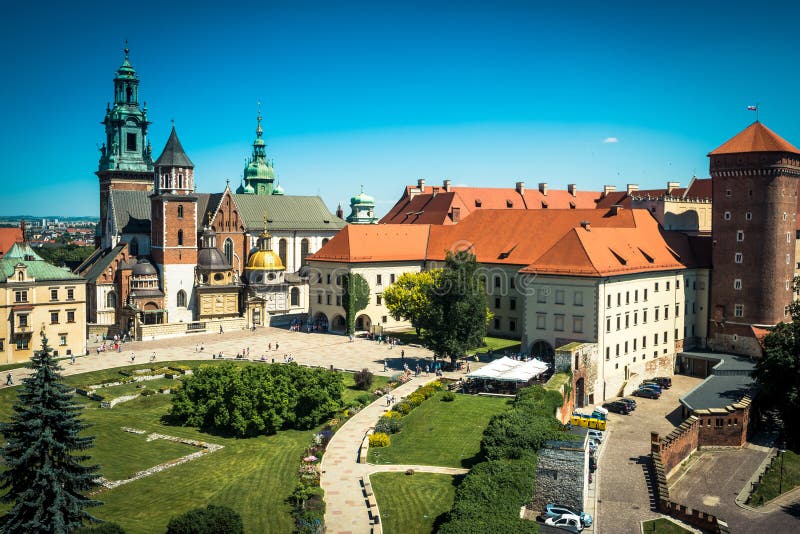 Het Kasteel van Wawel in Krakau stock foto's Het Kasteel van Wawel in Krakau stock foto's