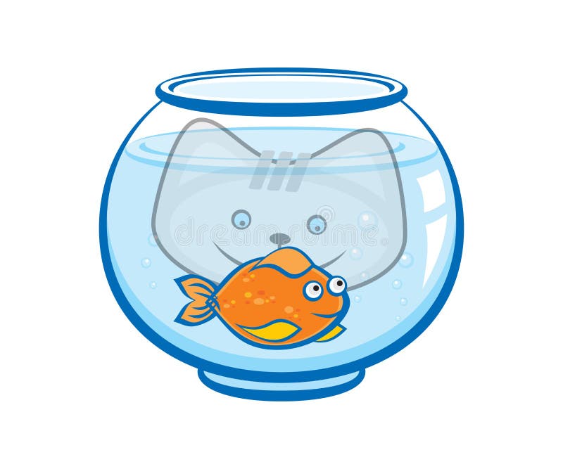 Het katje bekijkt de goudvis in het aquarium Af:drukken voor t-shirt royalty-vrije illustratie Het katje bekijkt de goudvis in het aquarium Af:drukken voor t-shirt royalty-vrije illustratie