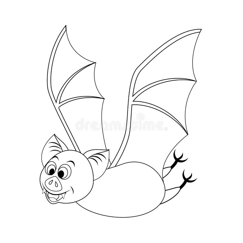 Het kleurloze grappige de knuppel van beeldverhaalhalloween vliegen Vector illustratie Kleurende pagina royalty-vrije illustratie Het kleurloze grappige de knuppel van beeldverhaalhalloween vliegen Vector illustratie Kleurende pagina royalty-vrije illustratie