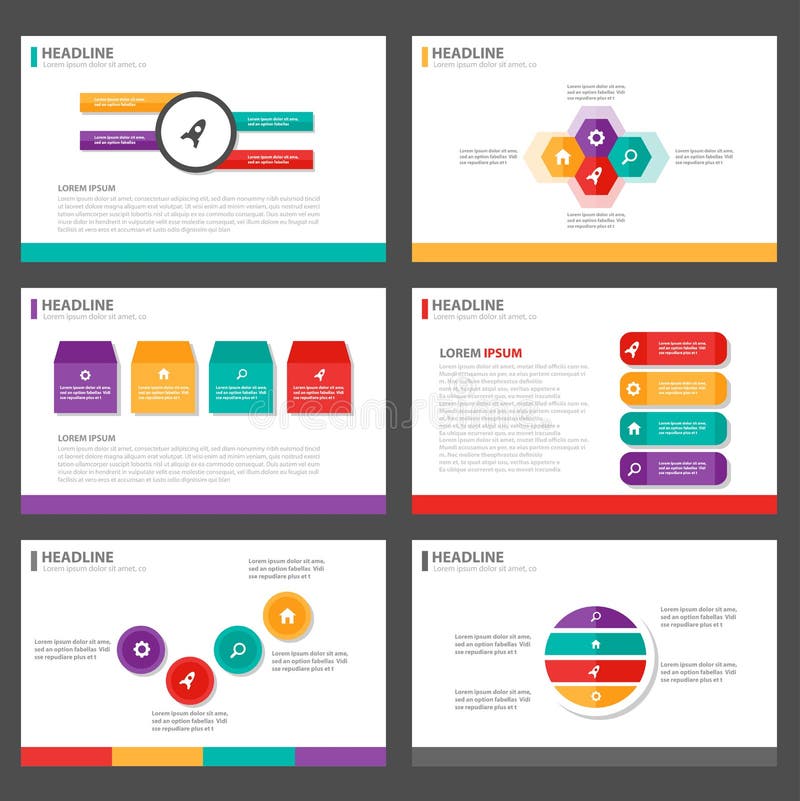 Het kleurrijke Infographic-het malplaatje vlakke ontwerp van de elementenpresentatie plaatste voor het pamflet van de brochurevli stock illustratie Het kleurrijke Infographic-het malplaatje vlakke ontwerp van de elementenpresentatie plaatste voor het pamflet van de brochurevli stock illustratie