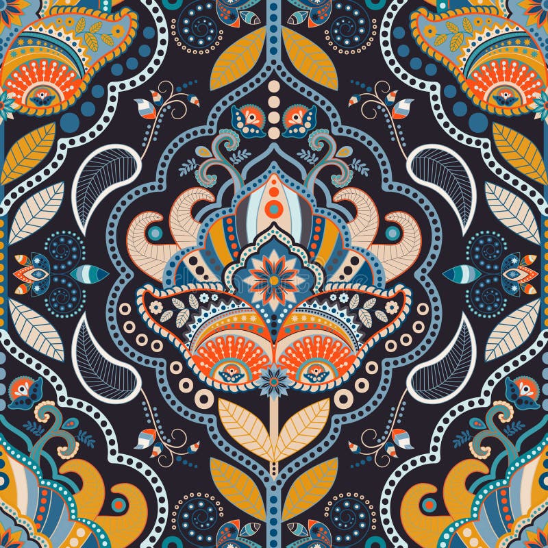 Het kleurrijke naadloze patroon van Paisley stock illustratie Het kleurrijke naadloze patroon van Paisley stock illustratie