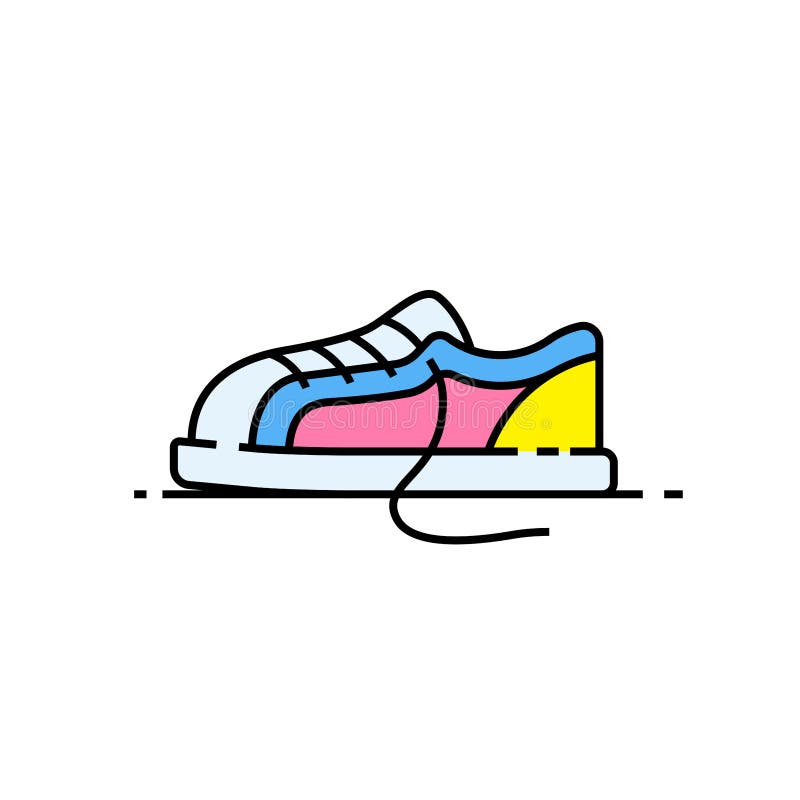 Colorful sneaker line icon. Kids shoe symbol. Footwear sign. Vector illustration. Colorful sneaker line icon. Kids shoe symbol. Footwear sign. Vector illustration