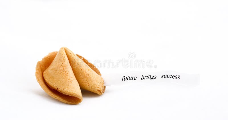 Fortune cookie with text saing :future brings success. Fortune cookie with text saing :future brings success
