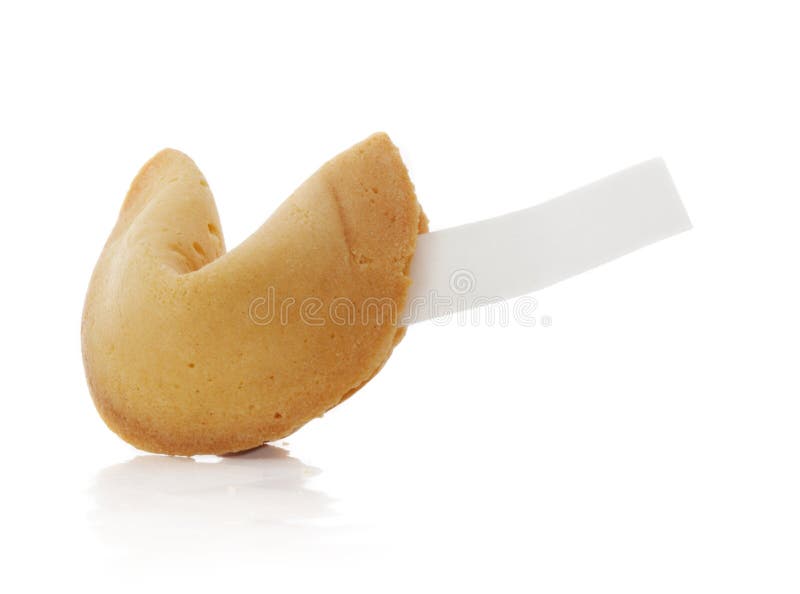 Asian fortune cookie with message paper, white background. Asian fortune cookie with message paper, white background