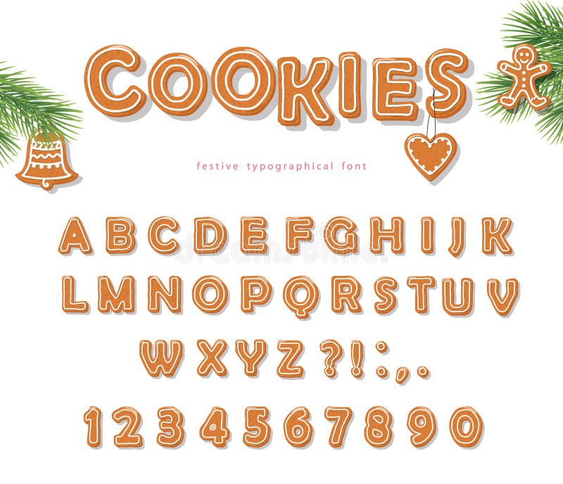 Kerstmis peperkoek lettertype vector illustratie