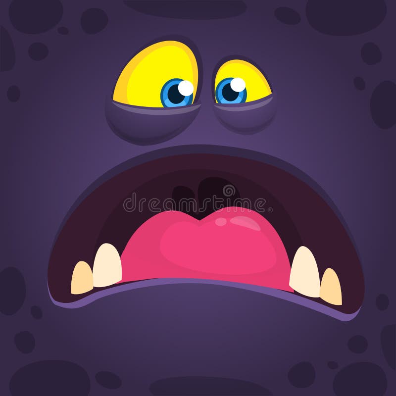 Het koele gekke gezicht van het beeldverhaalmonster met grote mond Het vector zwarte het monster van Halloween gillen royalty-vrije illustratie Het koele gekke gezicht van het beeldverhaalmonster met grote mond Het vector zwarte het monster van Halloween gillen royalty-vrije illustratie