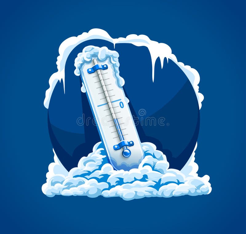 Het Koude weer van de de wintervorst Thermometer met laag